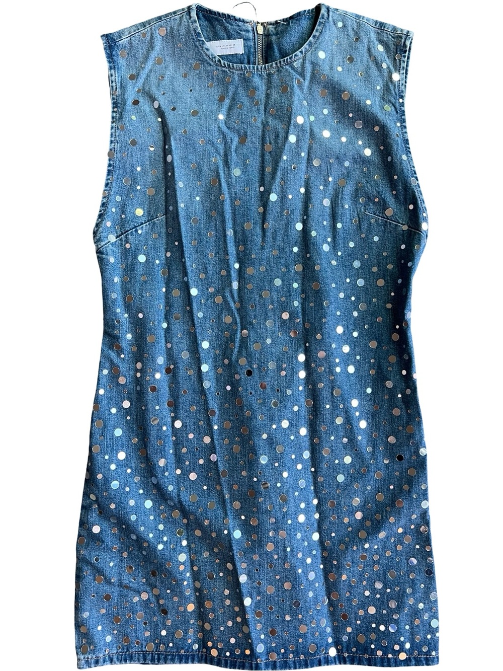 NWT Zara TRF Light Blue Denim
Sleeveless Short Dress with Mirrors Size Med - Picture 7 of 10